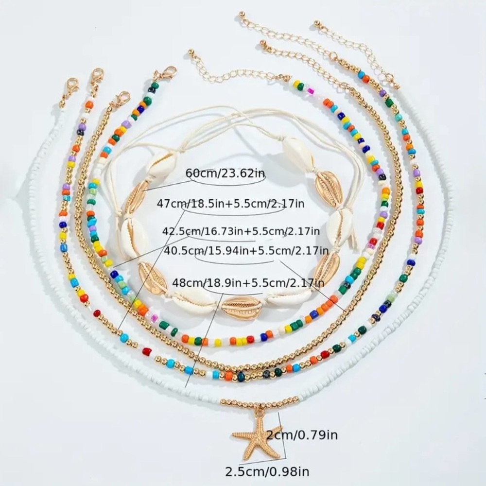 Colorful Beaded Shell Necklace and Bracelet Set - Picture 3 of 3